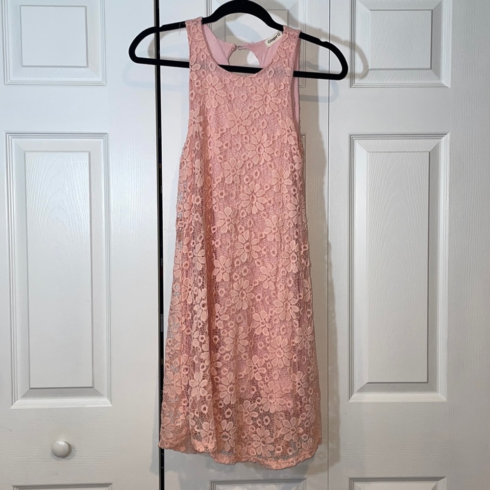 Pink Floral Lace Dress